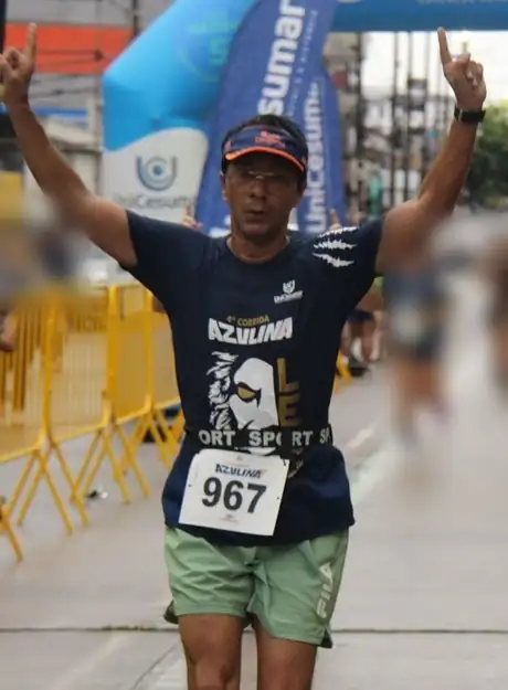 Mauricio Bezerra de Sousa na chegada da 4ª Corrida Azulina