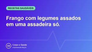 Frango com legumes assados em uma assadeira só